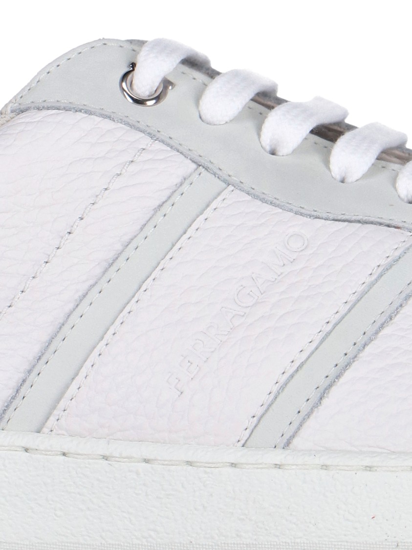 Ferragamo White Low Top Signature Sneakers