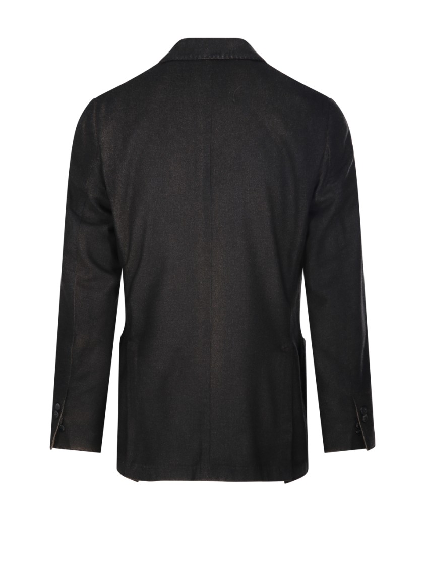 Santaniello Tailored Black Blazer With Notched Lapels In Black