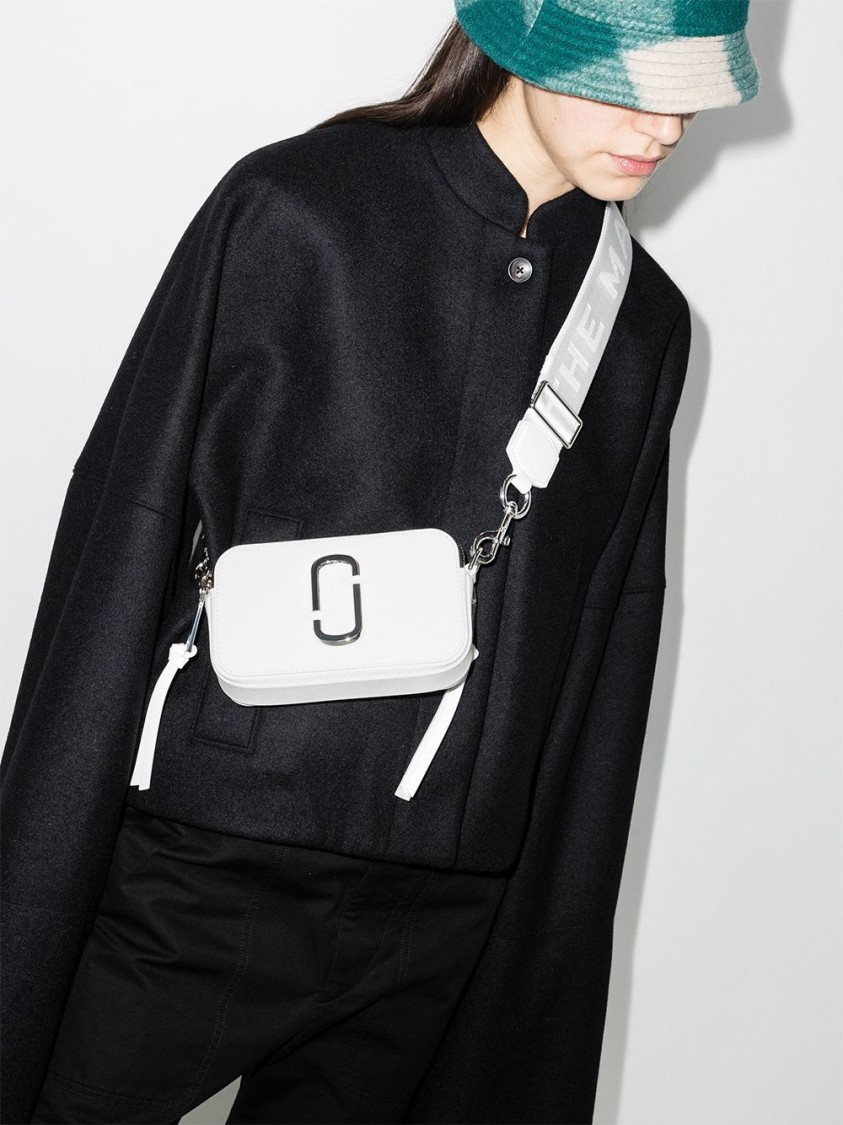 Marc Jacobs Rectangular White Leather Bag With Detachable Strap In White