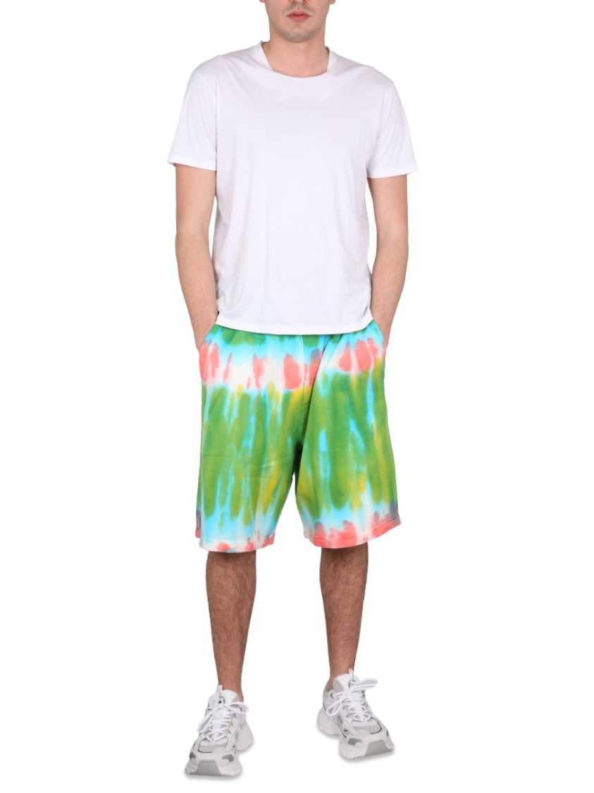 Shop Dsquared2 Bermuda Shorts With Vibrant Tie-dye Pattern In Green