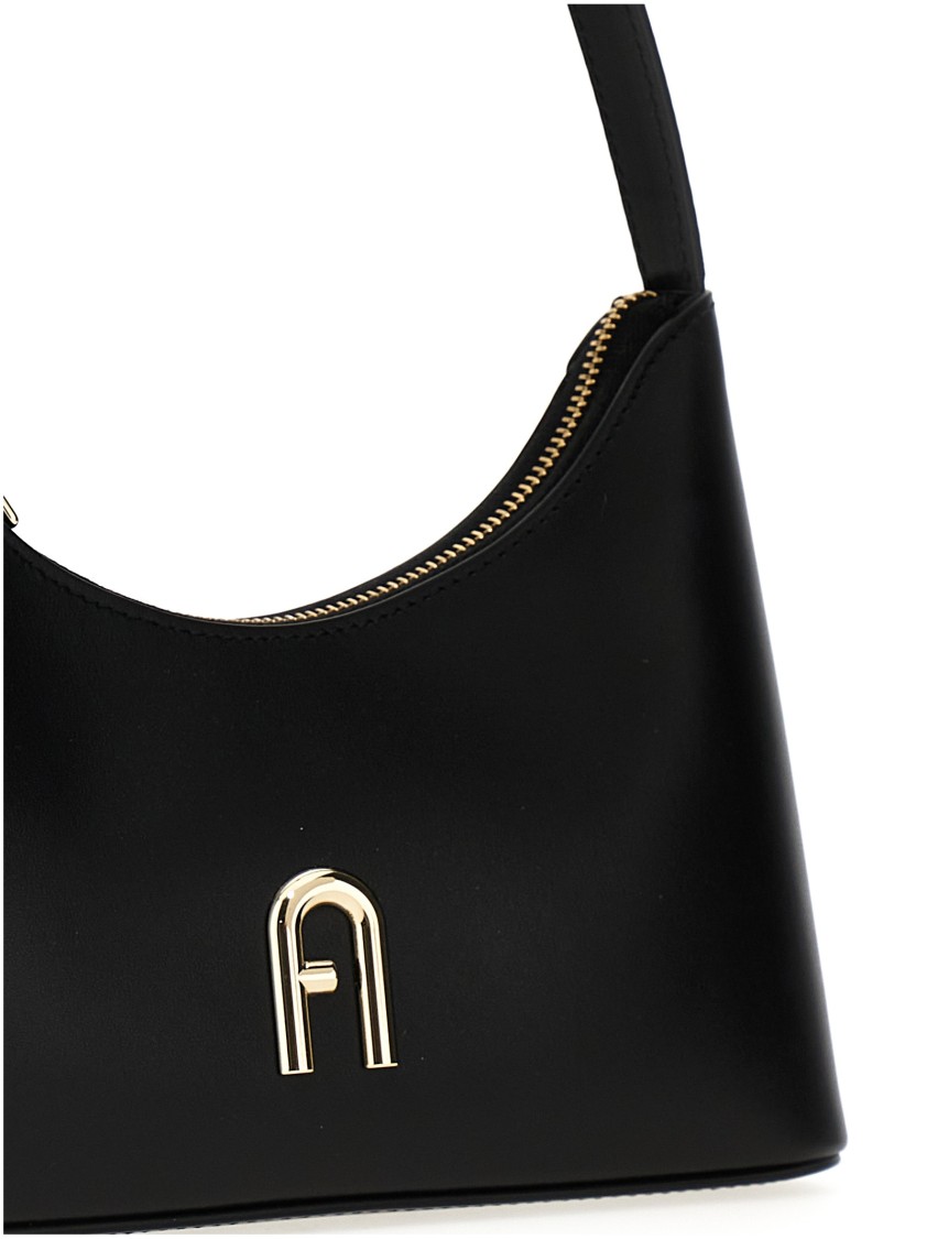 Furla Logo-plaque Leather Shoulder Bag In Black