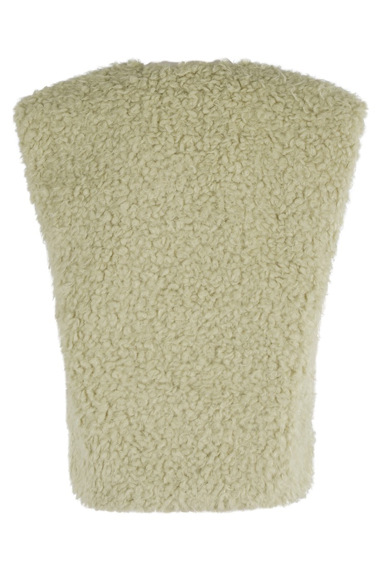 Tela V-neck Teddy Effect Canvas Vest In Green