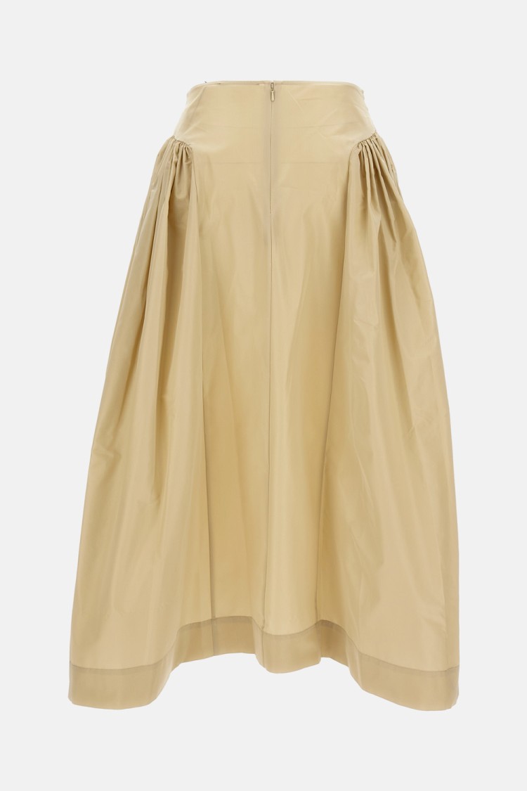 Simone Rocha Pleated Maxi Skirt With Discreet Zip Closure In Neutral
