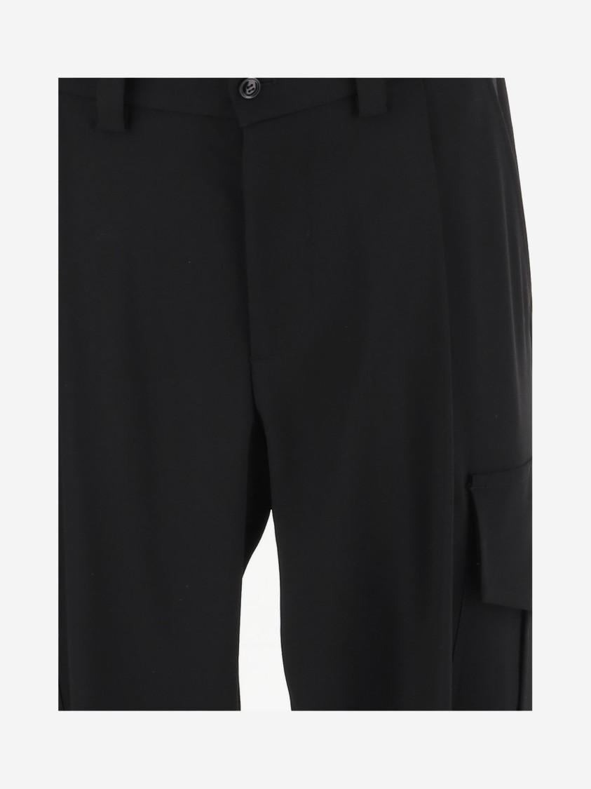 Giorgio Armani Wool Cargo Pants With Tailored Silhouette In Black