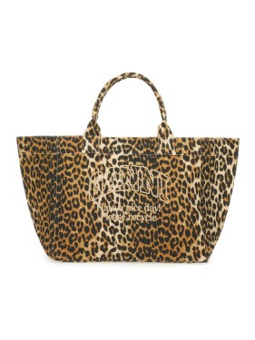 Ganni Easy Medium Shopper Bag - Raffia - Brown Tote Bag