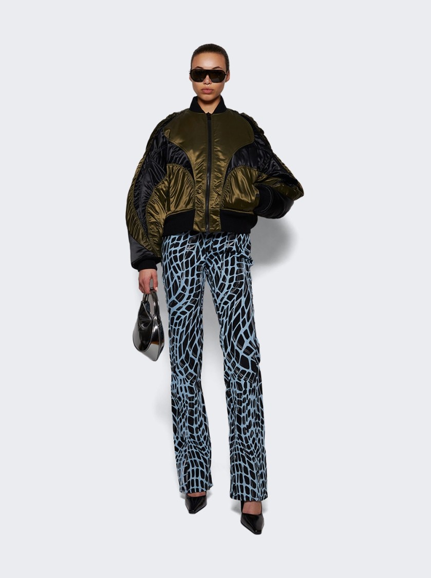 MUGLER MUGLER VELVET PRINT STRAIGHT LEG JEANS