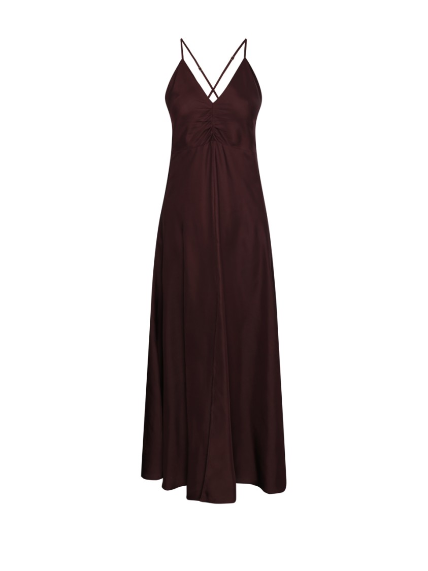 Shop Forte Forte Flowing Silk Maxi Dress With Deep V-neckline In Black