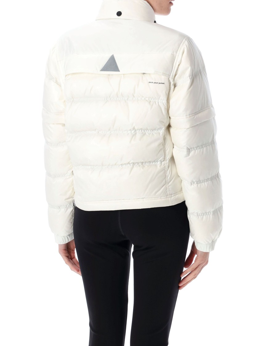 Moncler Grenoble 'mauduit' White Down Jacket With Logo Patch On The Sleeve In Tech Fabric Woman In White