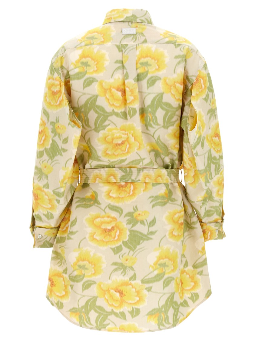 Kenzo 'sleeve Kimono Peonies' Dress