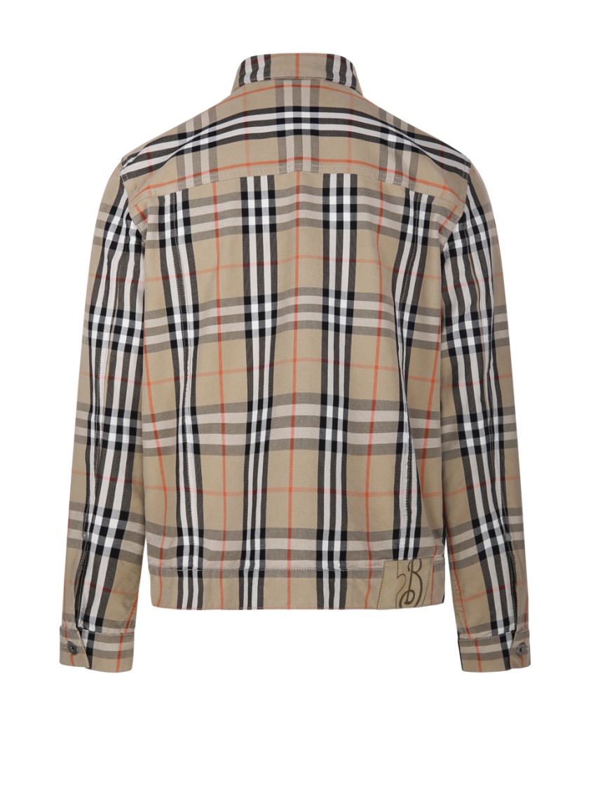 Burberry Tailored Cotton Jacket With Classic Plaid Pattern In Neutrals