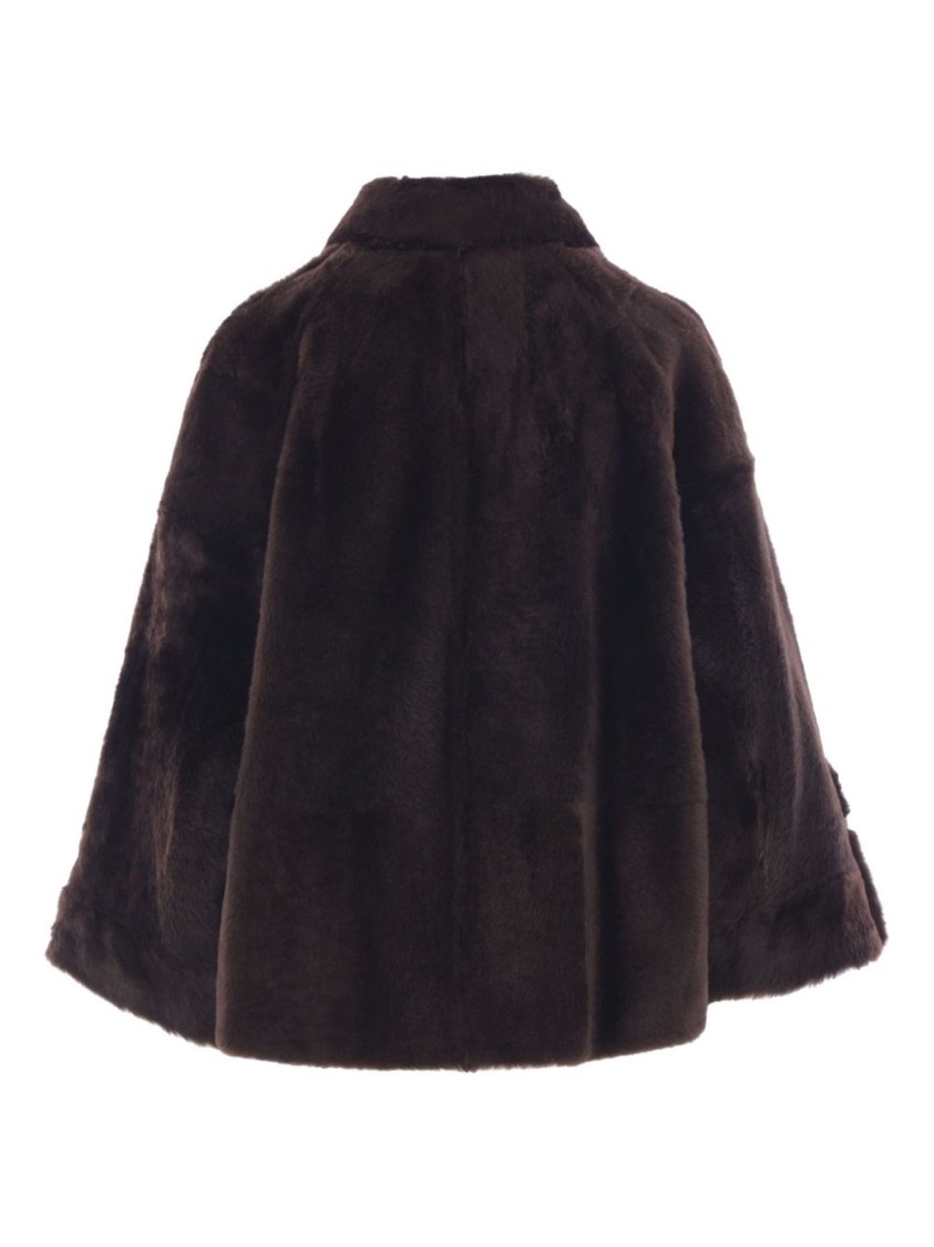 Brunello Cucinelli Double-breasted Coat With Plush Texture In Brown
