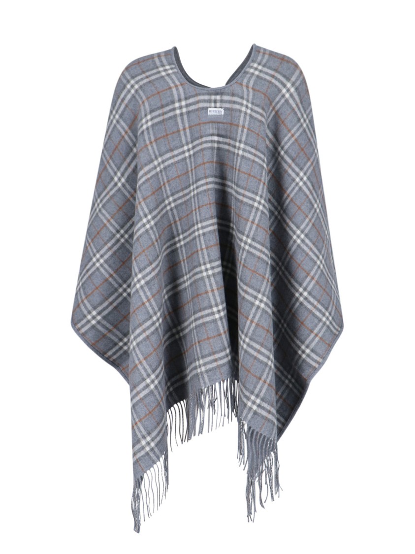 Burberry Reversible Merino Wool Cape In Gray