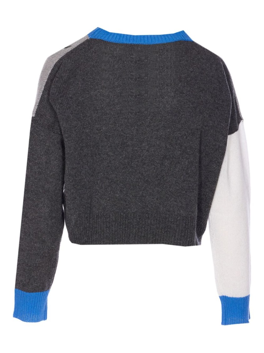 Marni Cropped Color-block Sweater With Round Neckline In Multi