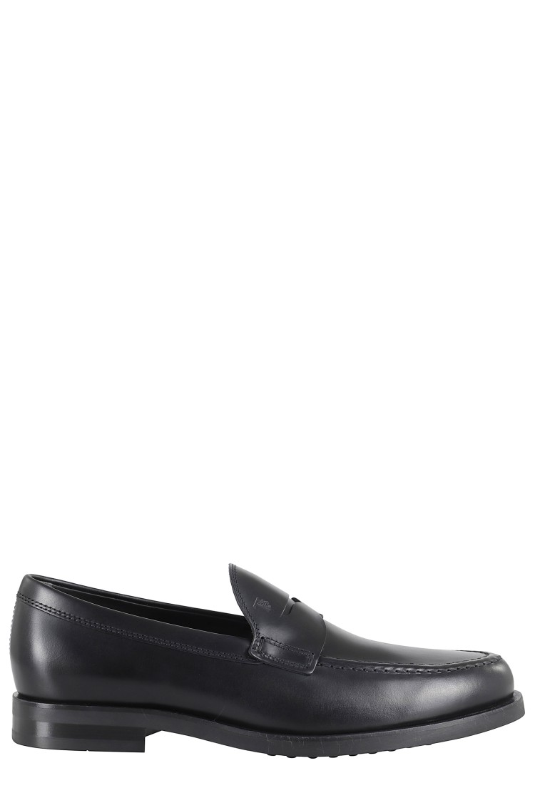 Tod's Formal Loafer With Embossed Logo In Smooth Leather In Black