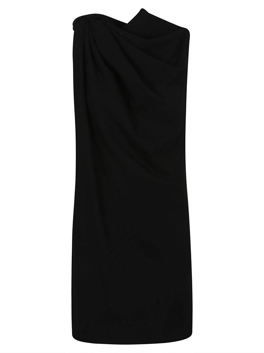 Alexander Mcqueen Draped One Shoulder Sleeveless Dress In Black