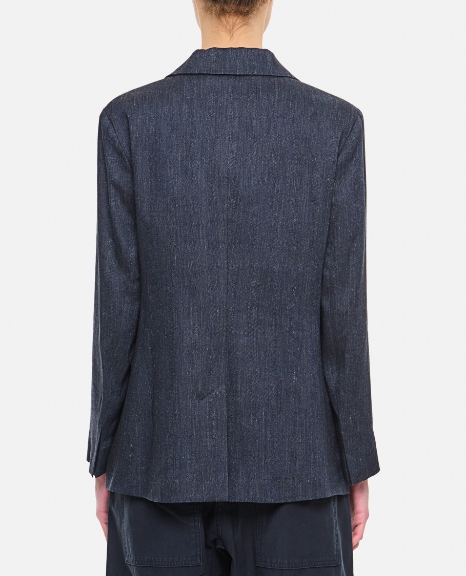 Max Mara Derna' Tailored Blue Jacket With Front Button Fastening In Blue