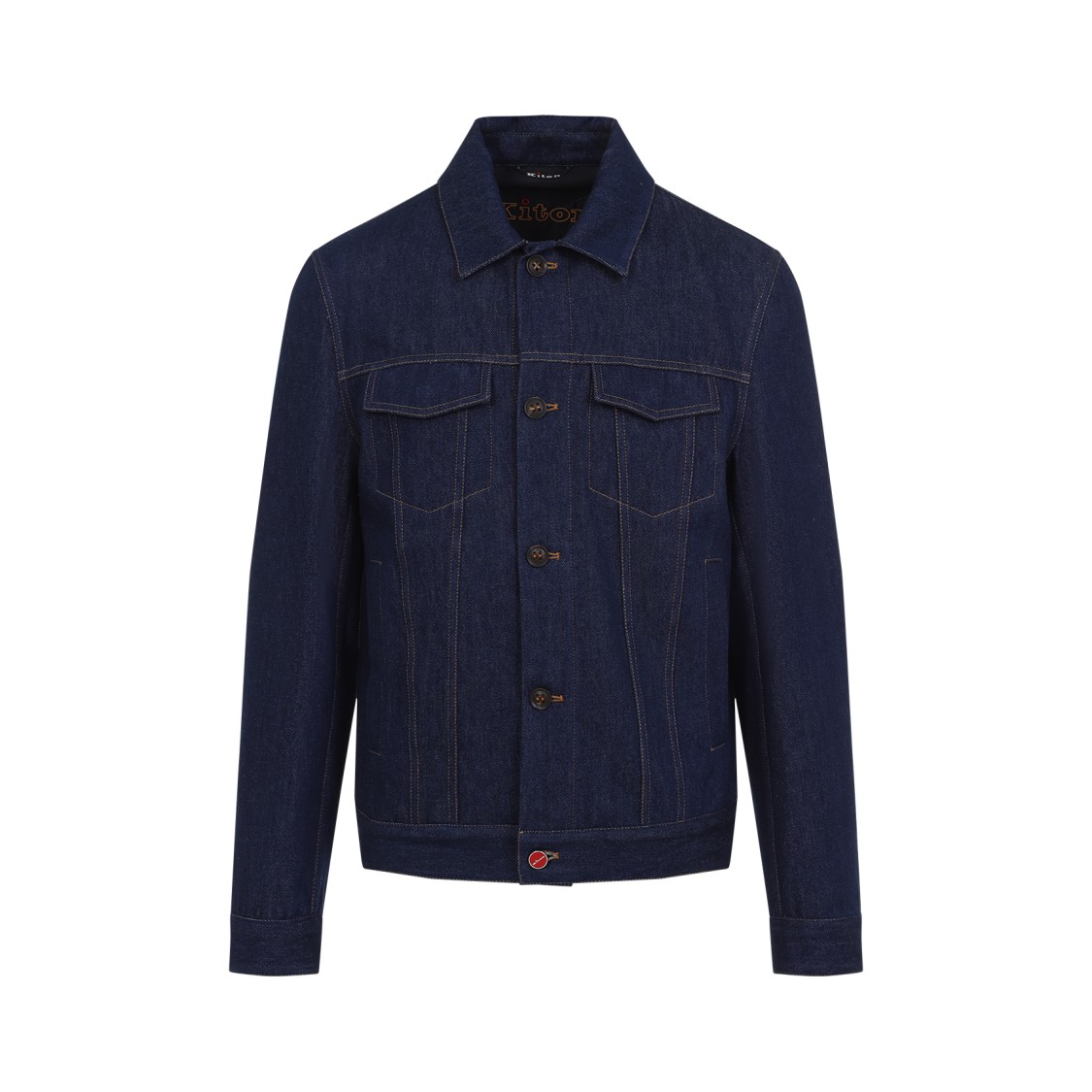 Kiton Cotton Jacket With Pointed Collar And Chest Pockets In Black