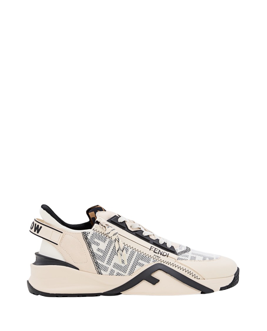 Shop Fendi Cream Flow Ff Sneakers In Neutrals