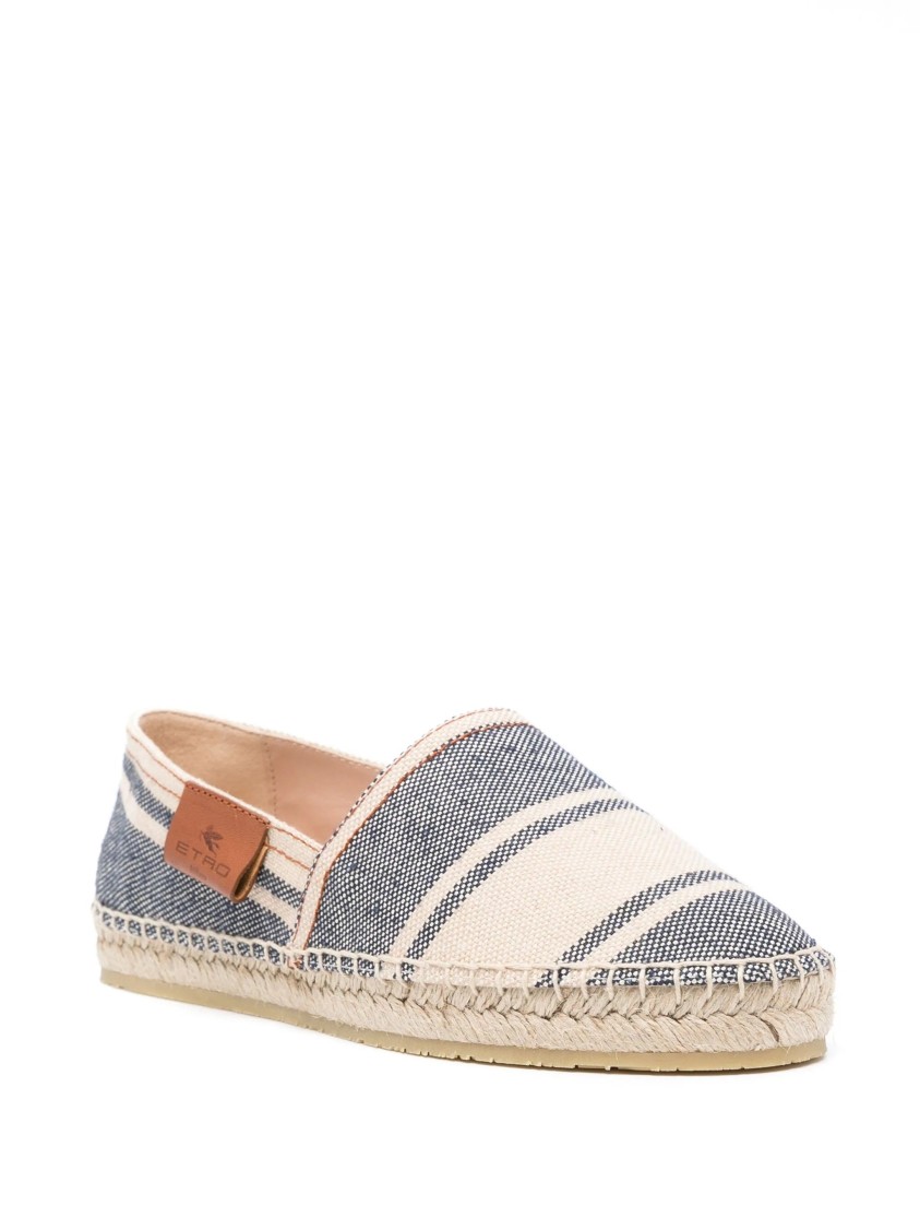 Etro Striped Canvas Espadrillas In Blue