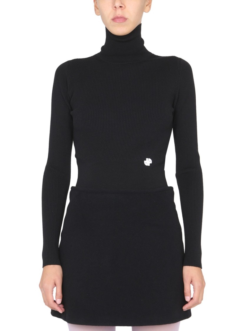 PATOU PATOU FITTED RIBBED TURTLENECK SHIRT