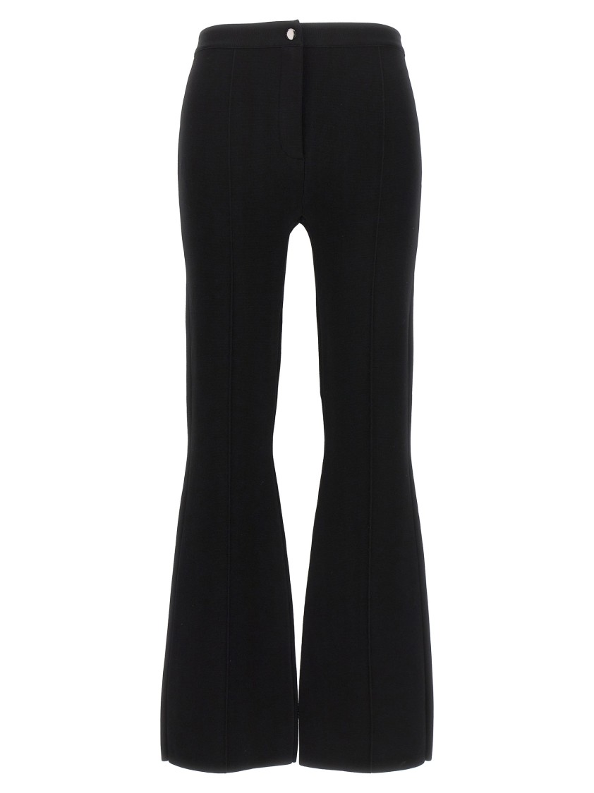 Theory Flared High Waist Stretch Pants With Seam Detailing In Black