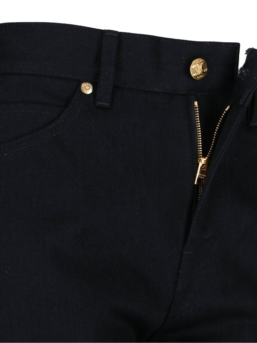 Celine Straight Leg Trousers Belt Loops In Black