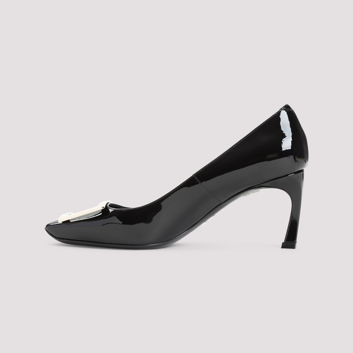 Roger Vivier Belle Vivier T.70 Black Calfskin Pumps With Metal Buckle In Black