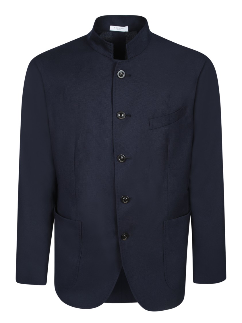Boglioli Blue Hopsack Jacket In Black