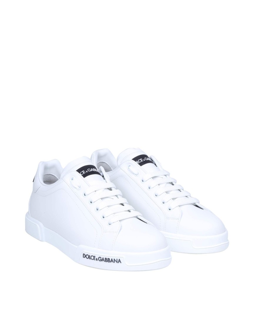 Dolce & Gabbana Leather Sneakers With Lateral Logo Patch