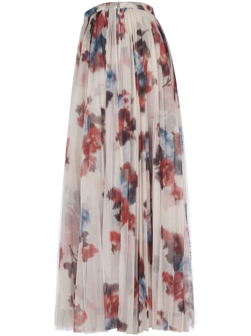Philosophy Di Lorenzo Serafini Pleated Skirt With Floral Print In Brown