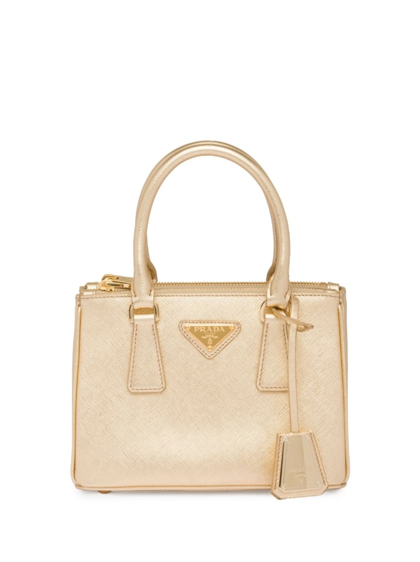 Prada Mini Galleria Leather Tote Bag In Neutral