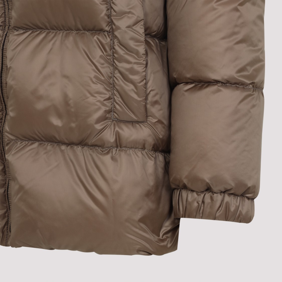 Max Mara Padded Down Jacket With Hood In Brown
