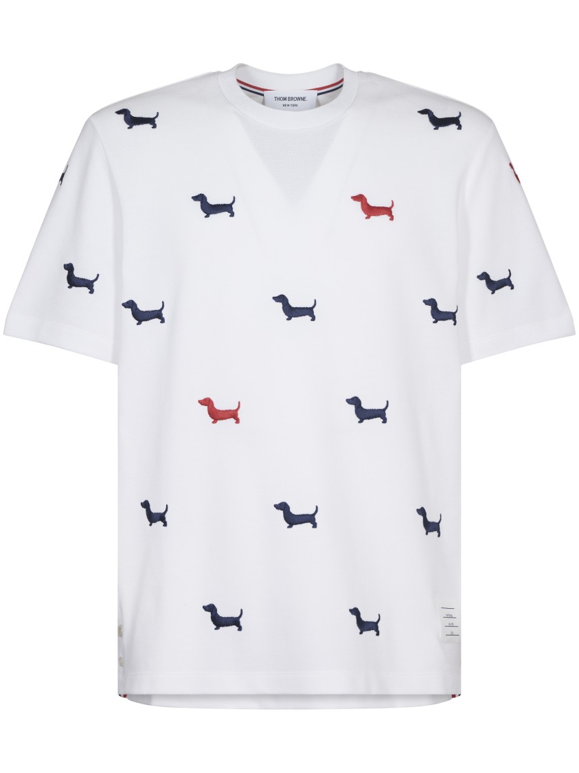Thom Browne Dog-embroidery T-shirt In White