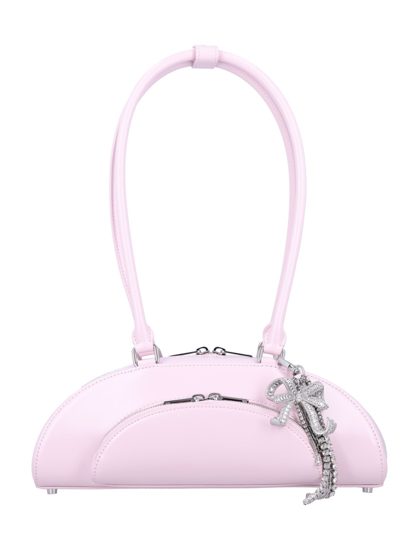 Self-portrait Curved Charm Shoulder Bag In Pink