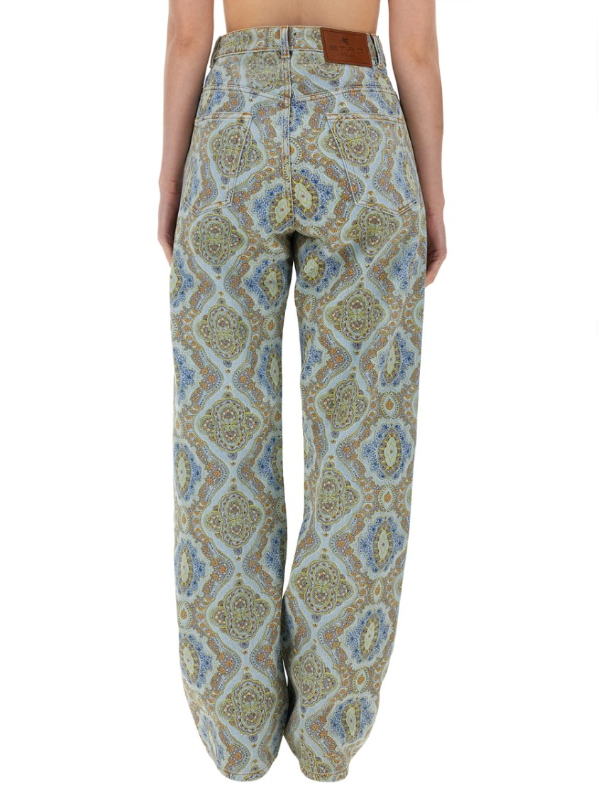 Etro Paisley-print High-waisted Wide-leg Jeans In Multicolor