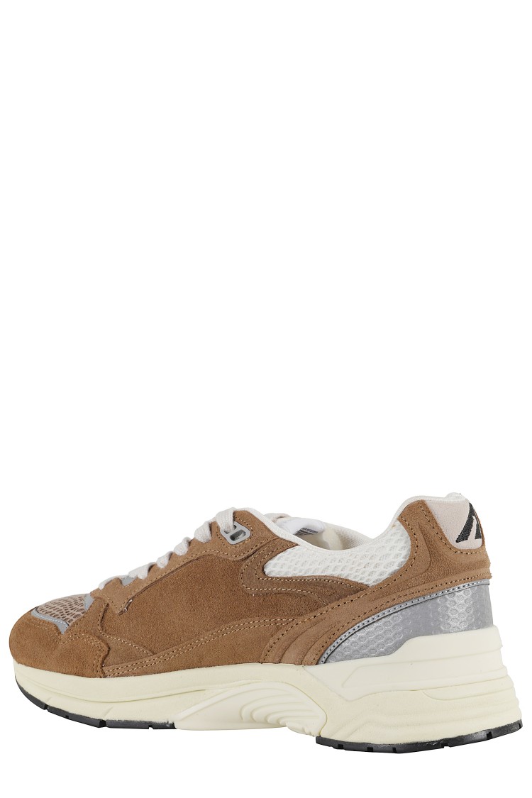 Autry Hyperway Sneakers In Cigar And Silver Mesh And Suede