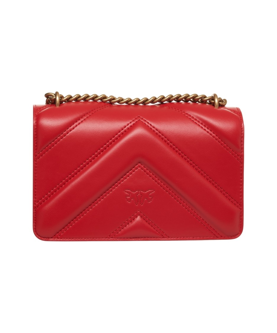 Pinko Quilted Red Leather Mini Love Shoulder Bag