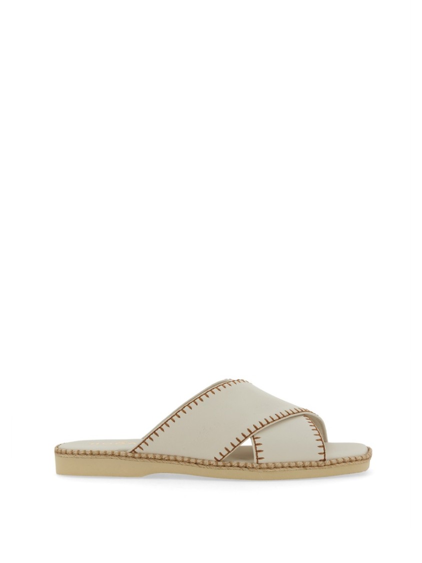 Hogan Crossover-strap Leather Sandals In Neutrals