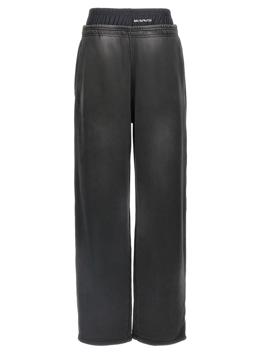 Alexander Wang T T By Alexander Wang Layered Cotton Joggers With Boxer Insert In Black