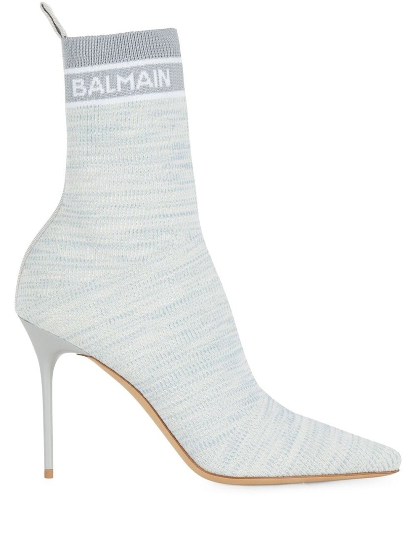 Balmain Skye-knit Ankle Boot In Blue