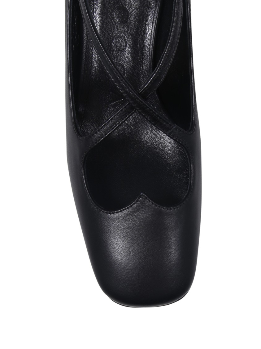 A. Bocca Pointed Toe Leather Shoes With Cut-out Detail In Black