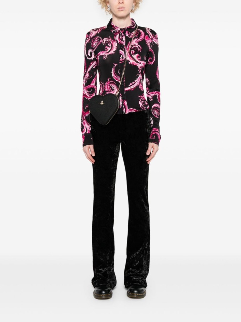 Versace Jeans Couture Logo-waistband Trousers In Black