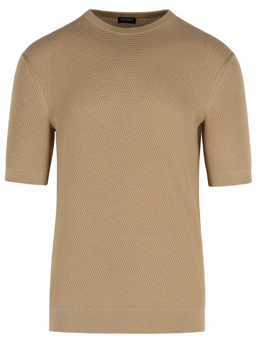 Zegna Beige Cotton T-Shirt Plain T-Shirts | THE LIST