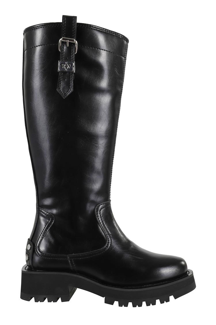 Ganni Studs High Boot Crinkle In Black