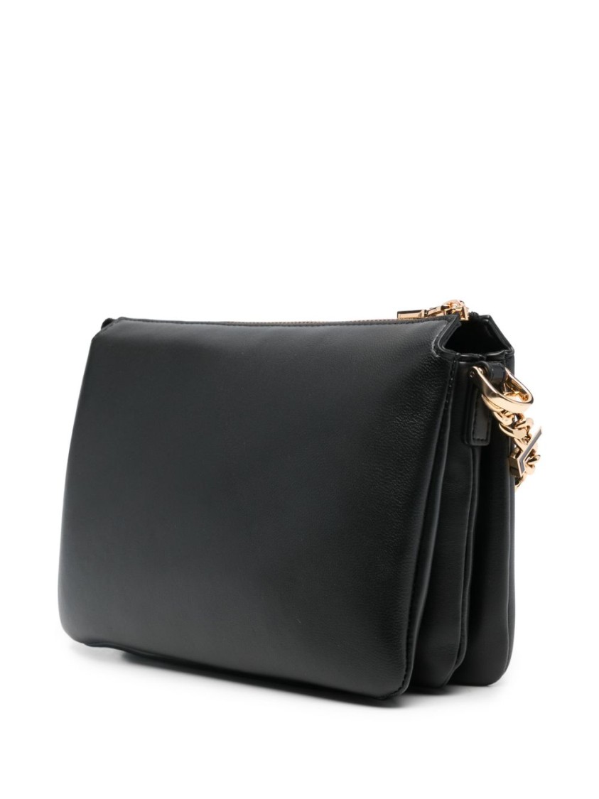 Shop Love Moschino Compact Black Shoulder Bag With Gold Chain Strap