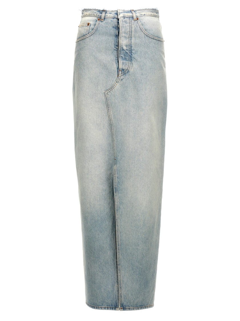 Mm6 Maison Margiela Mm6 By Maison Margiela Long Cotton Denim Skirt With Front In Blue