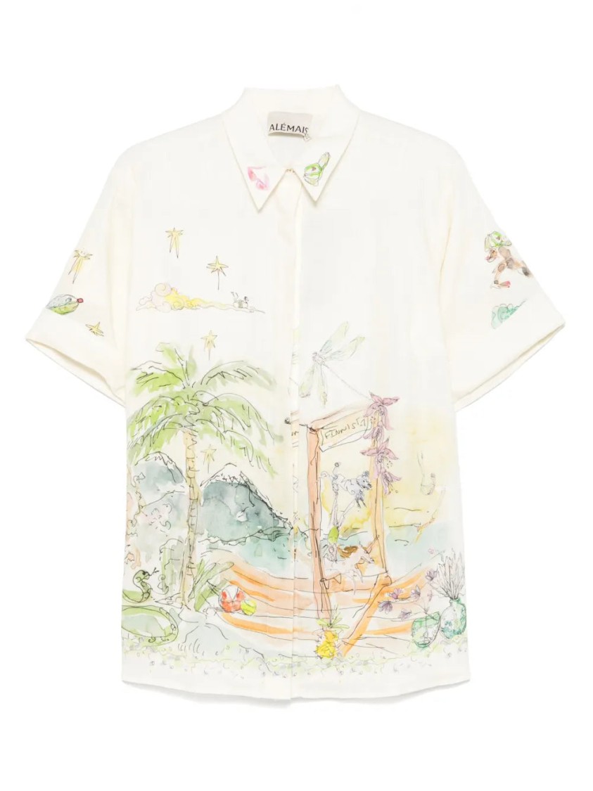 Alemais Whimsical Graphic-print Shirt In White