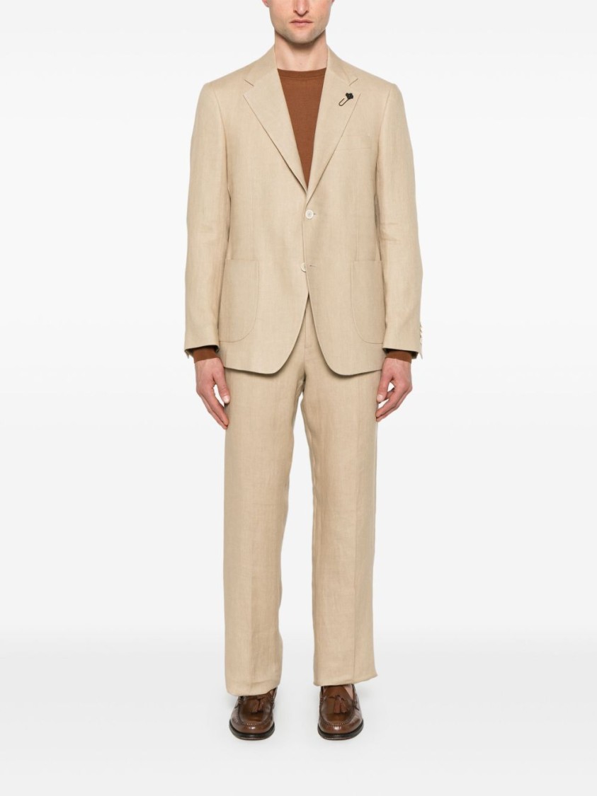 Lardini Beige Drop Trousers With Concealed Fastening And Tailored Finish In Neutral