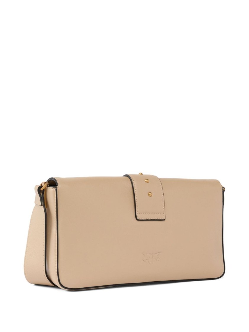 Pinko Beige Shoulder Bag With Unique Bird Motif In Neutrals