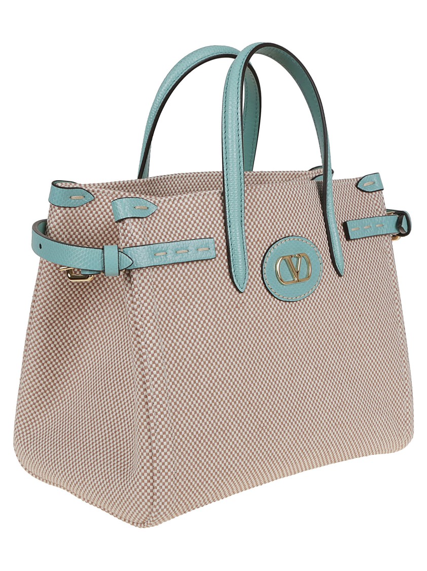 Valentino Structured Small Tote With Vlogo Signature In Neutrals
